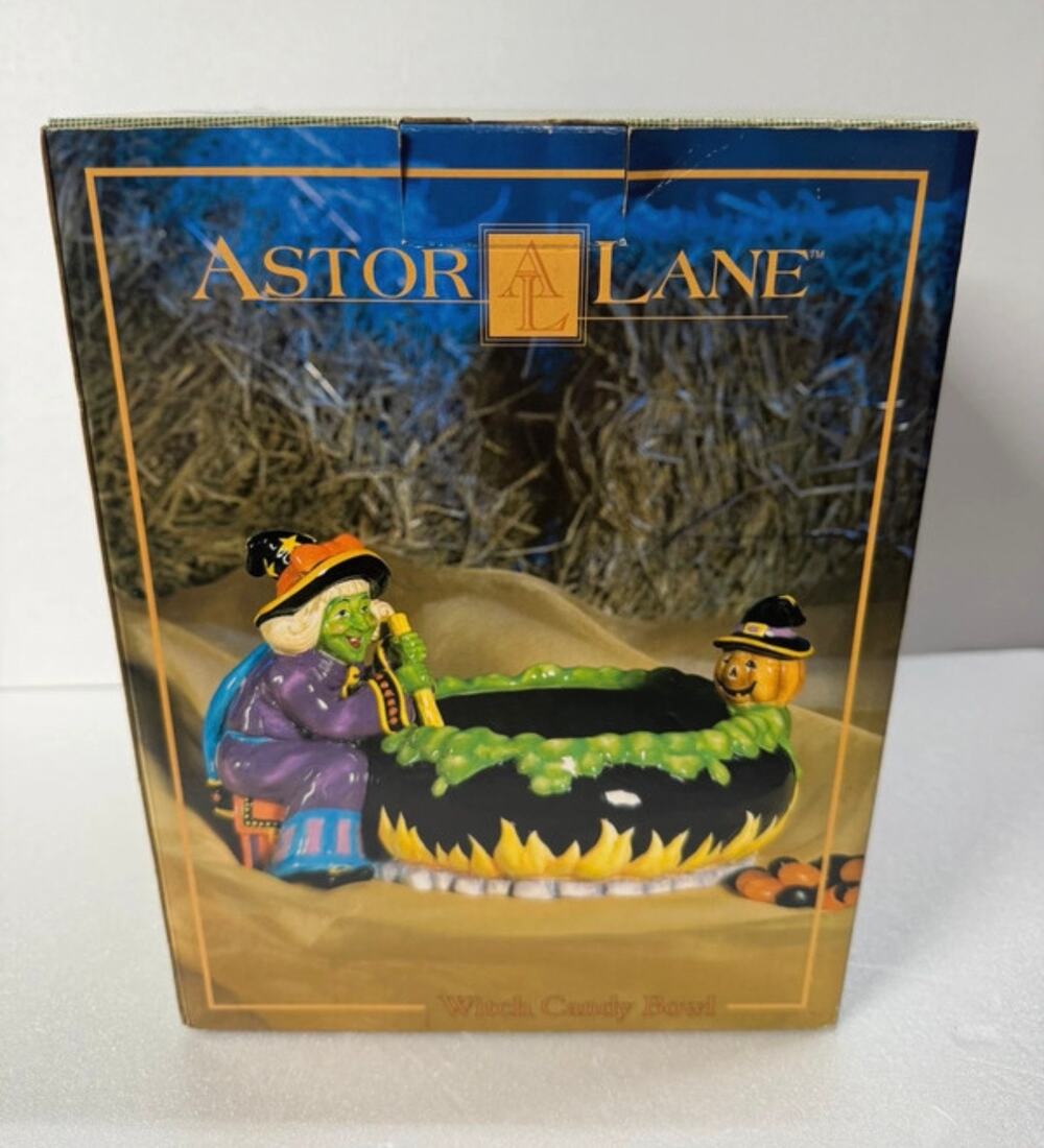 Vintage Astor Lane Witch Cauldron Halloween Candy Bowl Ceramic